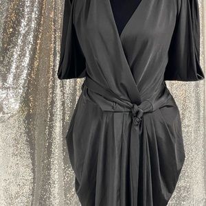 Black wrap dress knee length